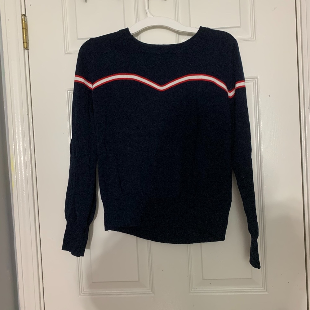 Blue sweater with stripe